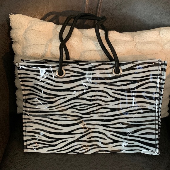 Plastic coated zebra tote bag NIB - Picture 3 of 7
